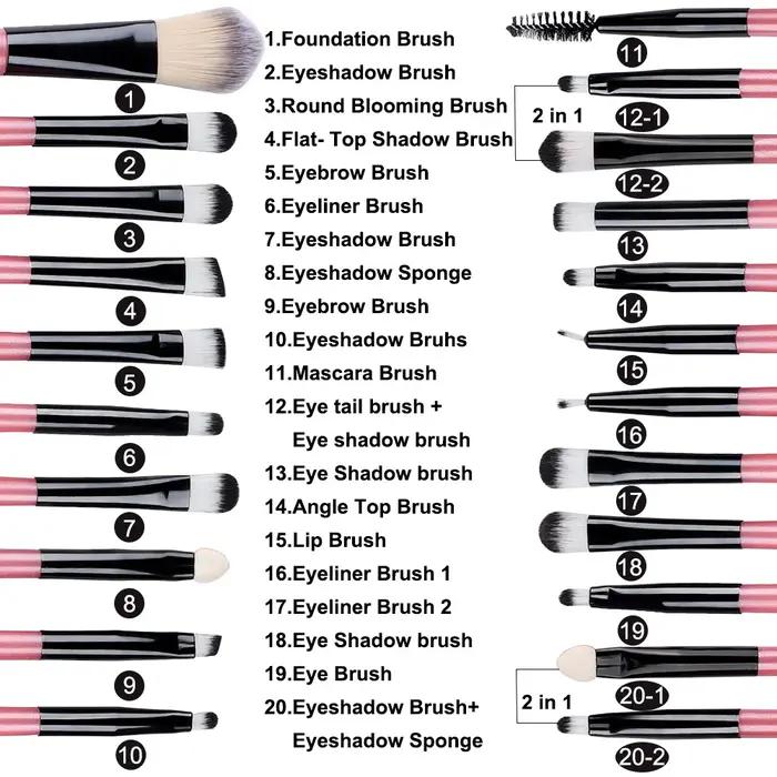 Ensemble de pinceaux de maquillage pour les yeux, 20 pièces, pinceau correcteur, cosmétique pour les