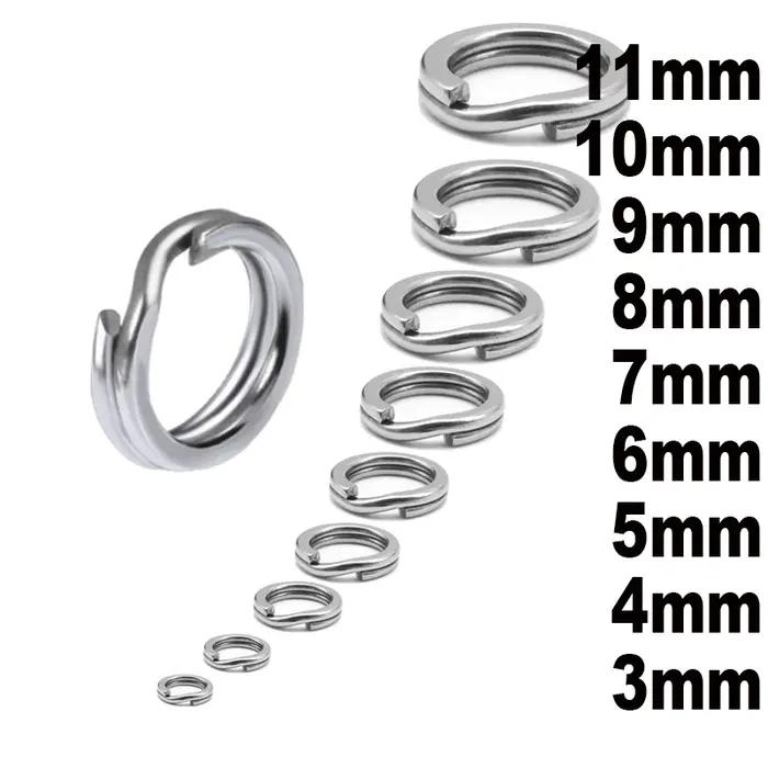 Anneau fendu de pêche en acier inoxydable, Double anneau fendu ovale solide, accessoires pour croche