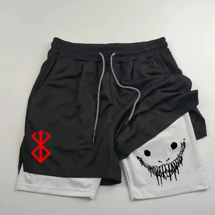 Anime Berserk short de course hommes Fitness gymnastique entraînement 2 en 1 short de sport séchage