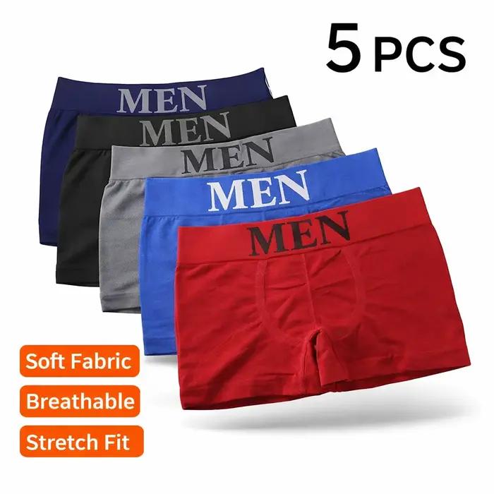 Boxers pour hommes 5 pièces sous-vêtements respirants doux extensibles haute élasticité confortables couleur unie activités sportives occasions quotidiennes