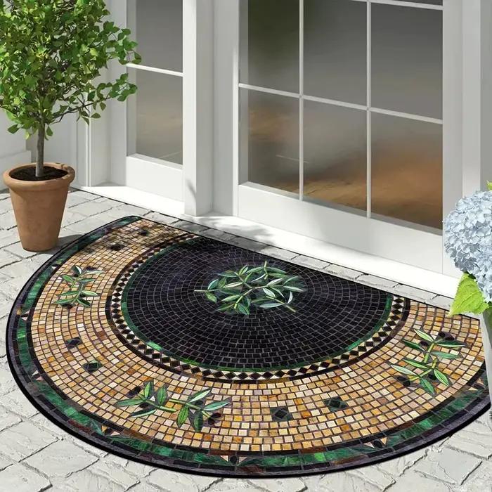Tapis d'entrée semi-circulaire de luxe pour bienvenue élégante et protection du sol intérieur pour jardin extérieurUsageIdéesOccasionsSpéciales