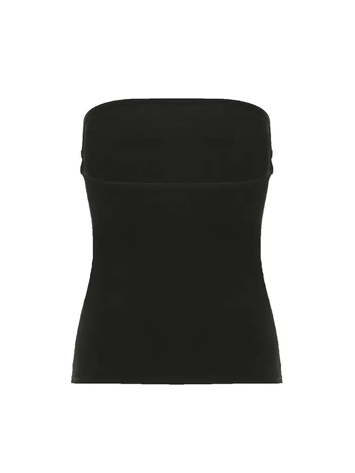 Haut tubulaire sans bretelles noir imprimé gothique pour femmes, slim, court, décontracté, Chic, gra