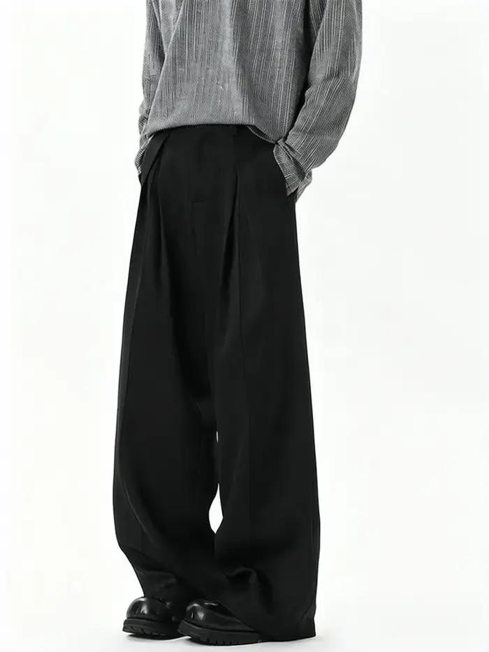 Pantalon décontracté streetwear à jambe large pour homme, style Harajuku, coupe évasée, noir, de hau