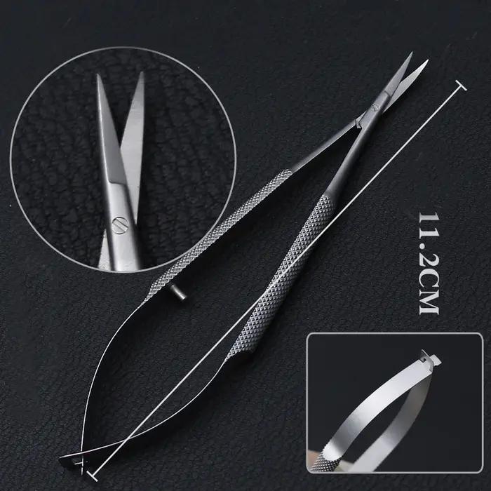 Nouveau 4 pièces/ensemble instruments microchirurgicaux ophtalmiques 12.5cm ciseaux + porte-aiguille