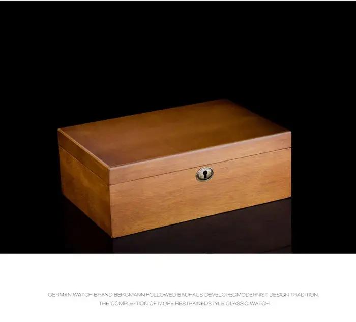 Boîte de Montre en Bois Luxe Organisateur Compartiments Fermés Support Cadeau Occasions Spéciales Collectionneurs Montres Elégante Sécurité Protection