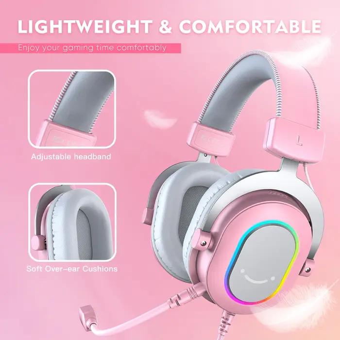 FIFINE – casque de jeu avec son Surround RGB/7.1, contrôle du micro/ligne, casque supra-auriculaire