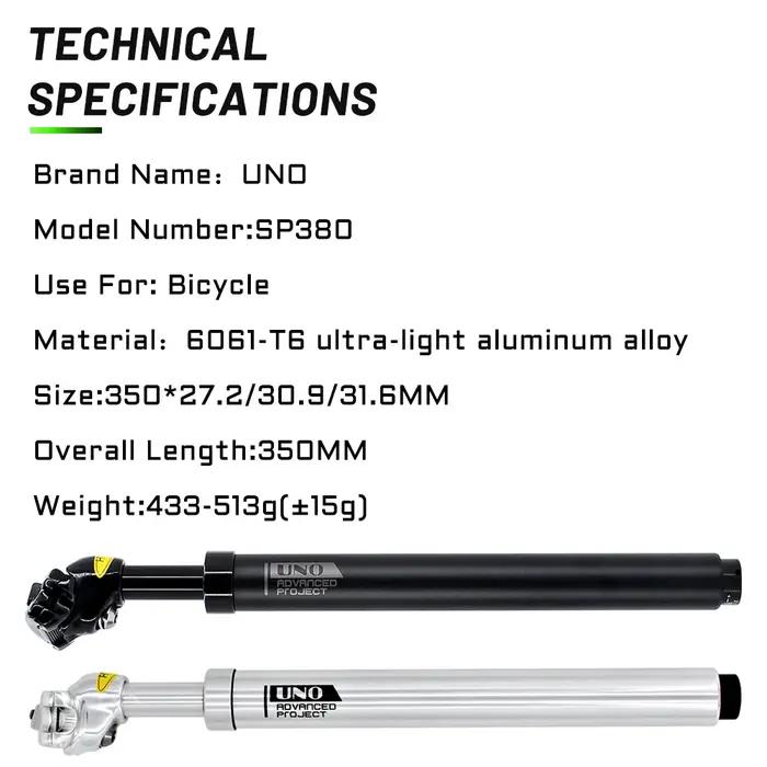 UNO – tige de selle de vélo, accessoires d'amortisseurs de Suspension vtt, Tube de selle d'amortisse