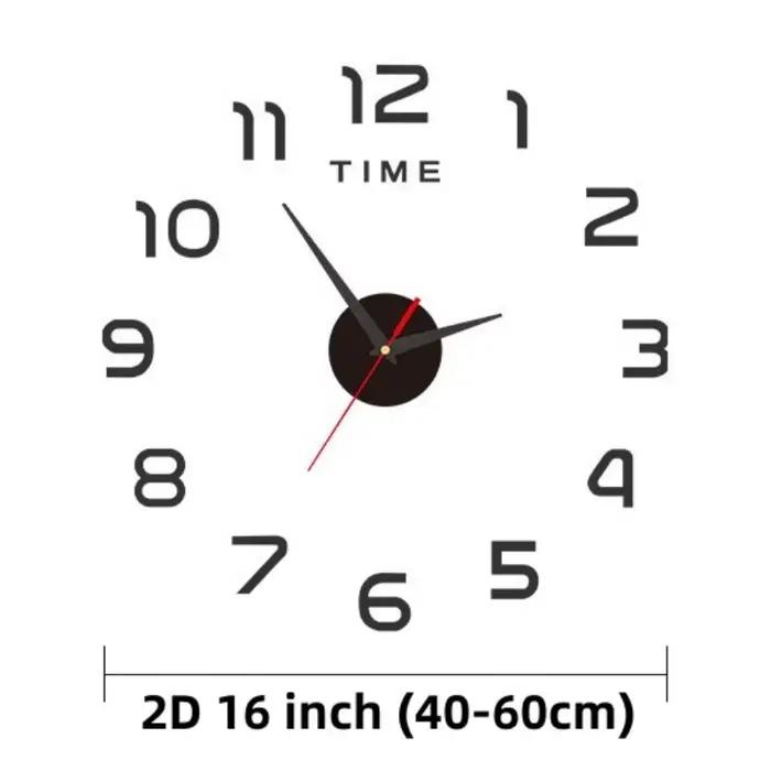 Horloge Murale Grande Taille Design Moderne 2026, Horloge à Quartz 3D DIY, Autocollants Miroir Acryl