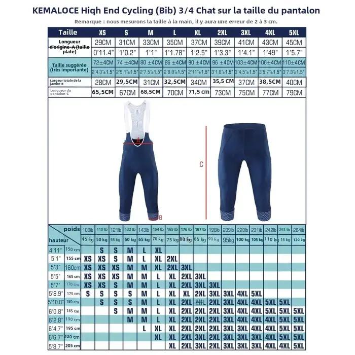 KEMALOCE hommes cyclisme 3/4 pantalons Shorts blanc bleu/noir/gris 5D Gel Pad vtt vélo bavoir pantalon de haute qualité