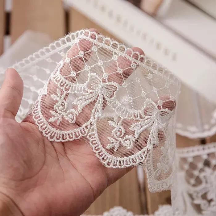 Ruban en dentelle Lolita blanc, 2yards, accessoires de couture, broderie de papillons 3D, garnitures