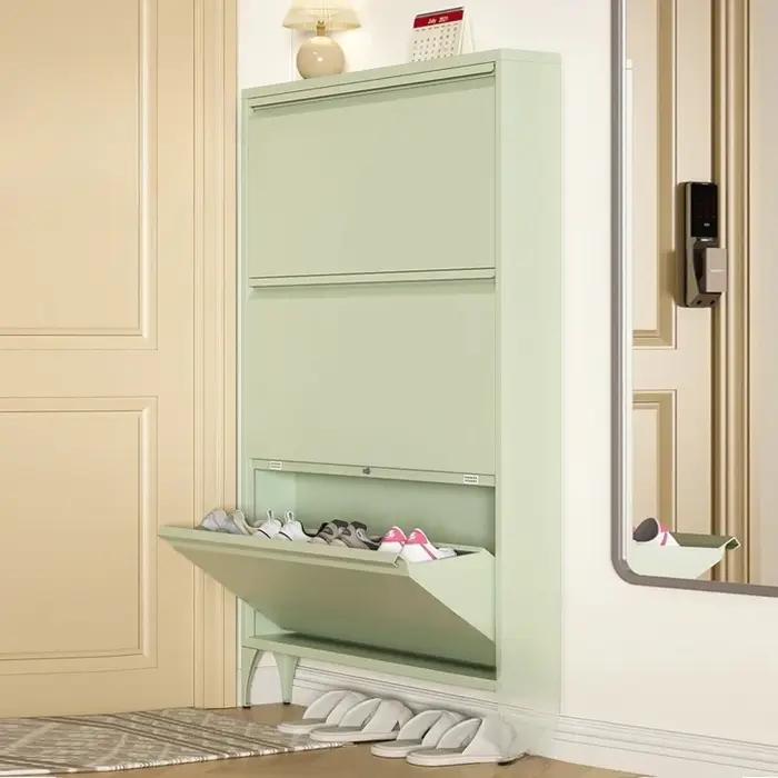  Armoire à chaussures en acier Ultra mince, gain de place, étagère à chaussures sur pied pour entré