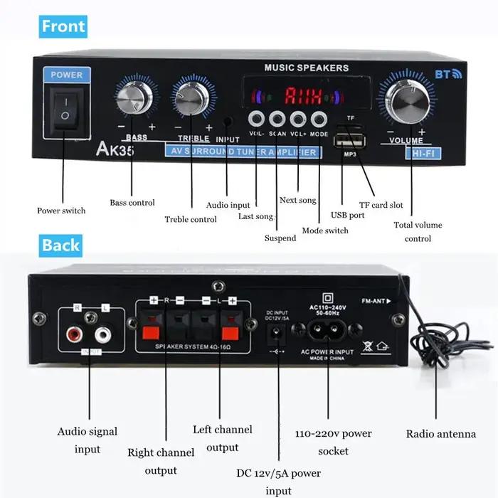 Amplificateur numérique HiFi AK35 Bluetooth, amplificateurs MP3, canal 2.0, son, médailles, prise en