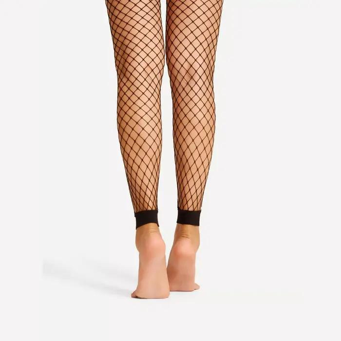 1 paires de chaussettes en maille à neuf points pour femmes, chaussettes Sexy en résille creuse, Leg