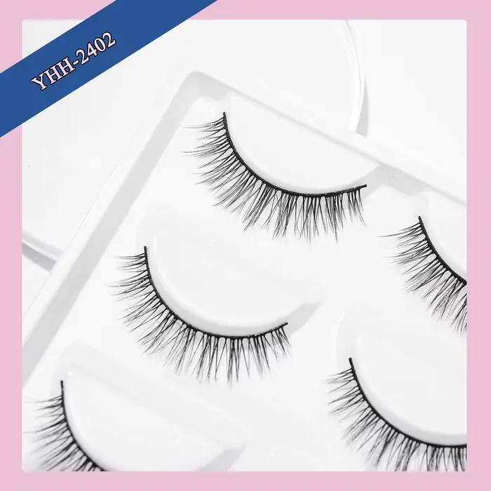 Cils Terrier noirs naturels, 5 paires, croix fine, adaptés à la date de travail quotidienne