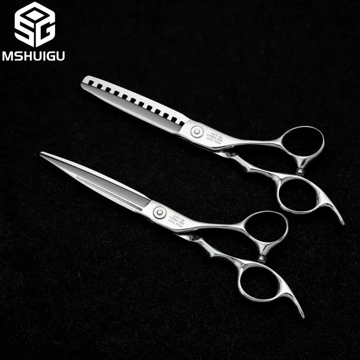 Ciseaux de barbier professionnels MSHUIGU, ciseaux à lame inversée multifonctionnels, acier VG10, 5,
