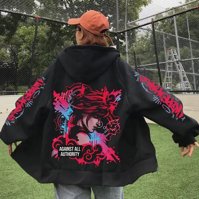 2025 Anime Arcane Vi sweat à capuche zippé Harajuku hauts pullover à manches longues pulls décontrac