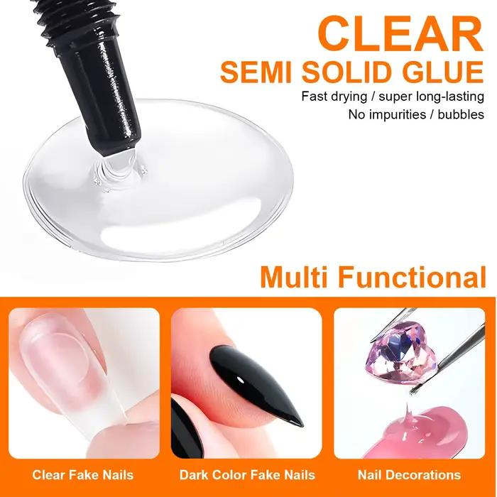 Colle pour ongles à séchage rapide, adhésif Semi-solide Super fort pour ongles à pression, strass, o