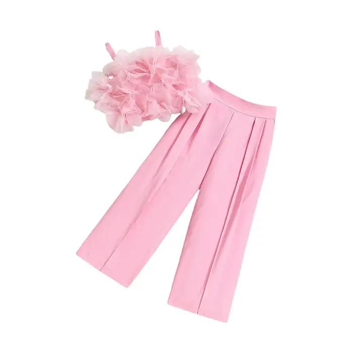 Ensemble de vêtements d'été pour filles, tenue de princesse florale, pantalon à jambes larges, à la