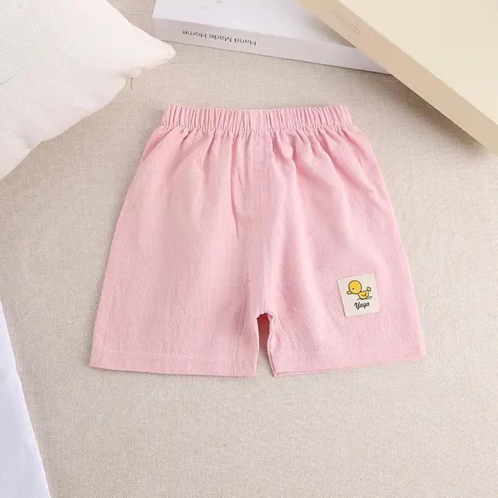 Short d'été en coton et lin de style coréen pour enfants, pantalons courts mignons pour tout-petits,