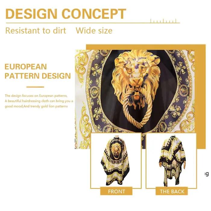 Cape de coiffure professionnelle imperméable à motif lion pour barbier, accessoires de coupe de cheveux