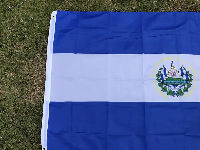 SKY DRAPEAU SV SLV Drapeau El Salvador 90x150cm Symbole patriotique d'El Salvador Drapeau polyester