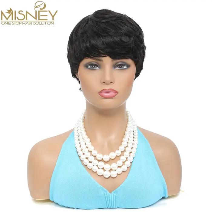 Perruques de cheveux humains droites courtes Bob couleur naturelle cheveux brésiliens Remy coupe de