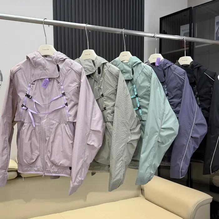 2 pièces gilet manteau veste hommes femmes Sports de plein air bande réfléchissante ample décontract