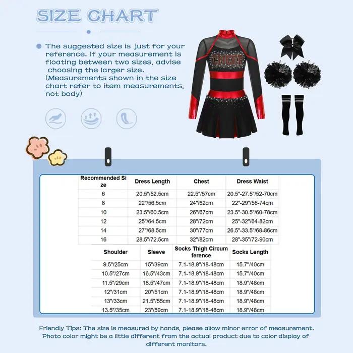 Costume de Cheer Leader pour filles, uniforme de pom-pom girl d'Halloween, tenue d'écolière, robe à