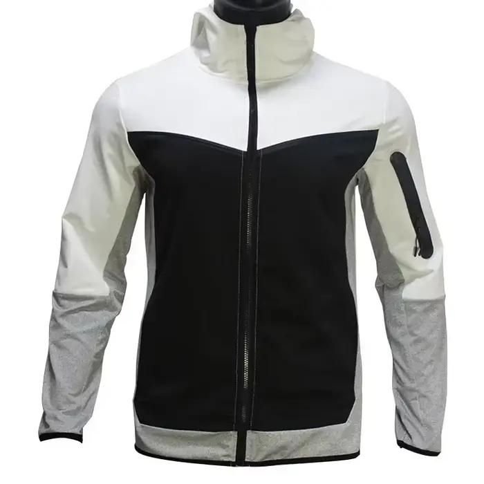 Ensembles de course à capuche pour hommes, survêtements décontractés patchwork, veste à glissière et