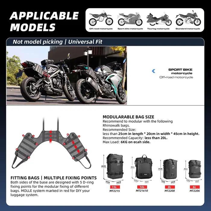 Rhinowalk – Base de selle universelle pour moto, emballage de siège arrière, accessoires de sac laté