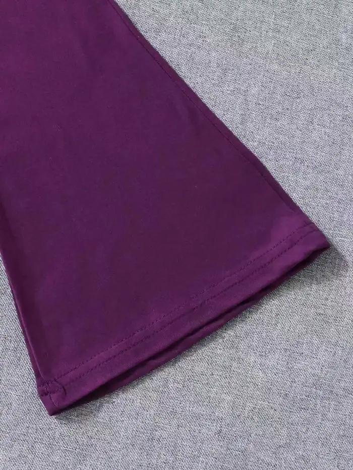 Tenue blanche et violette tendance pour filles de 4 à 12 ans : T-shirt à manches courtes et pantalon