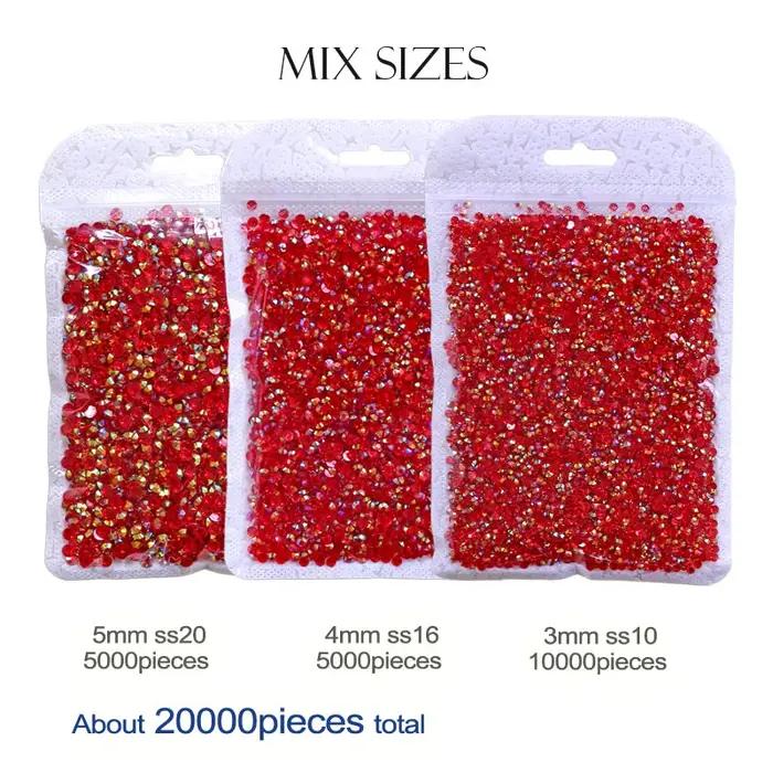 Grand paquet de strass en résine Non correcteurs, 2-6mm, vente en gros, cristaux en plastique AB à d