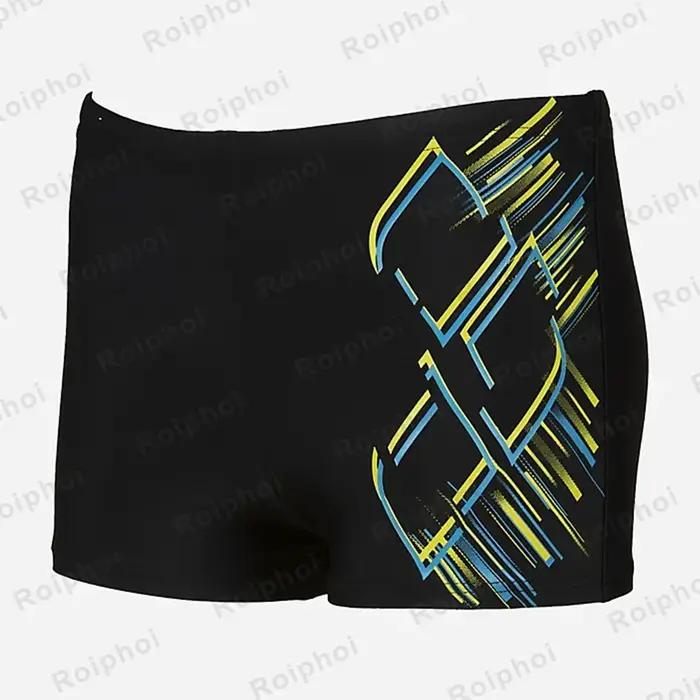 Maillot de bain athlétique homme jambe carrée : natation, entraînement, équipe - durable et taille néon