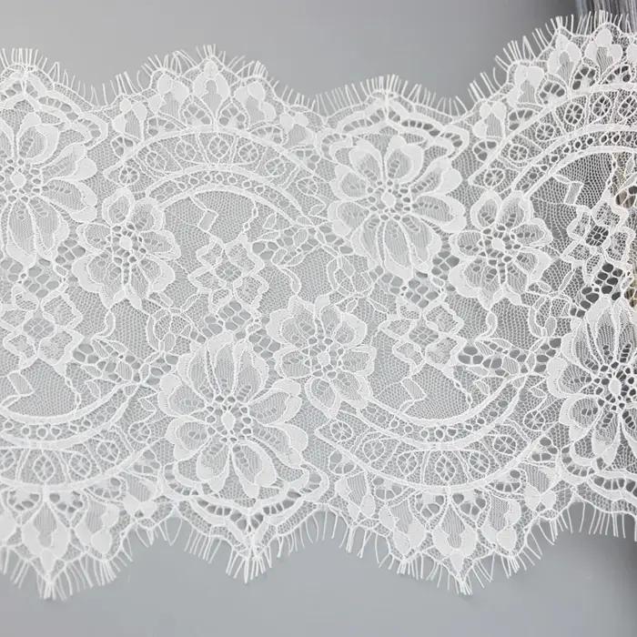 Dentelle à cils blanche, 22cm, 3 mètres/lot, décoration en tissu, accessoires pour robe de mariée, f