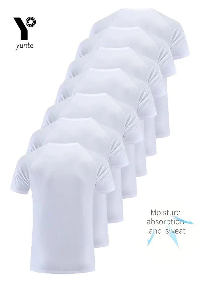 T-shirt col rond 7 pièces blanc ultra-léger pour hommes, séchage rapide, respirant, absorbant la sue