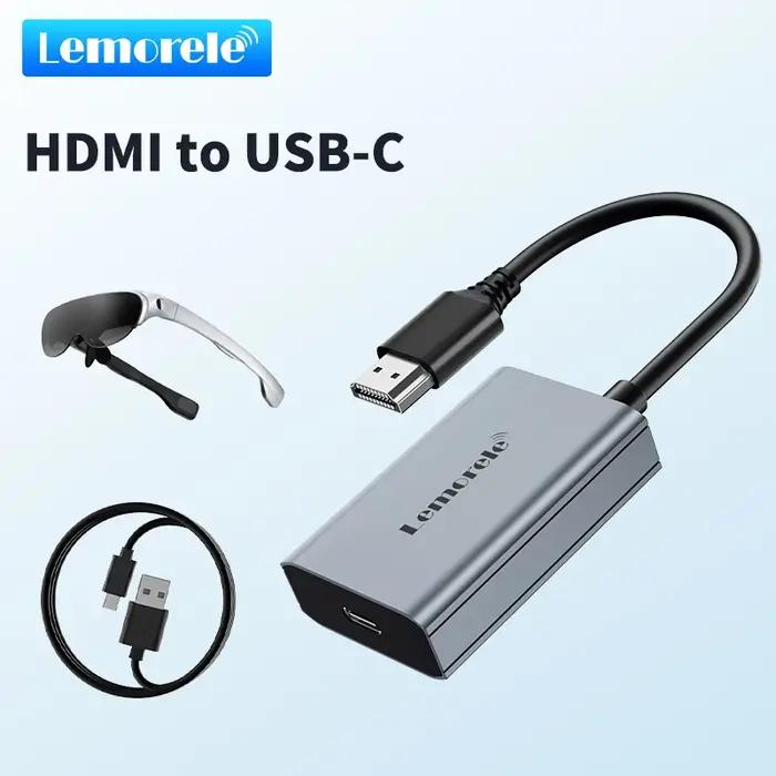 Lemorele Adaptateur HDMI vers TYPE-C 4K 60HZ USB-c Adaptateur vidéo portable pour XREAL Nreal Air Ro