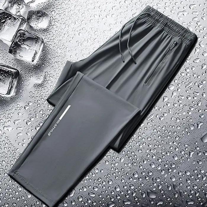 Pantalon Long en Soie Glacée pour Homme Coupe Slim, Ample, Haute, vaccage Rapide, Course en Plein Ai
