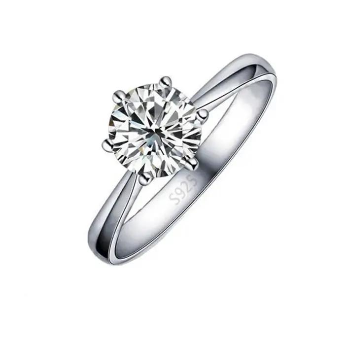 Bagues classiques élégantes en argent Sterling 925 véritable, bijoux en cristal Zircons cubiques 6 g