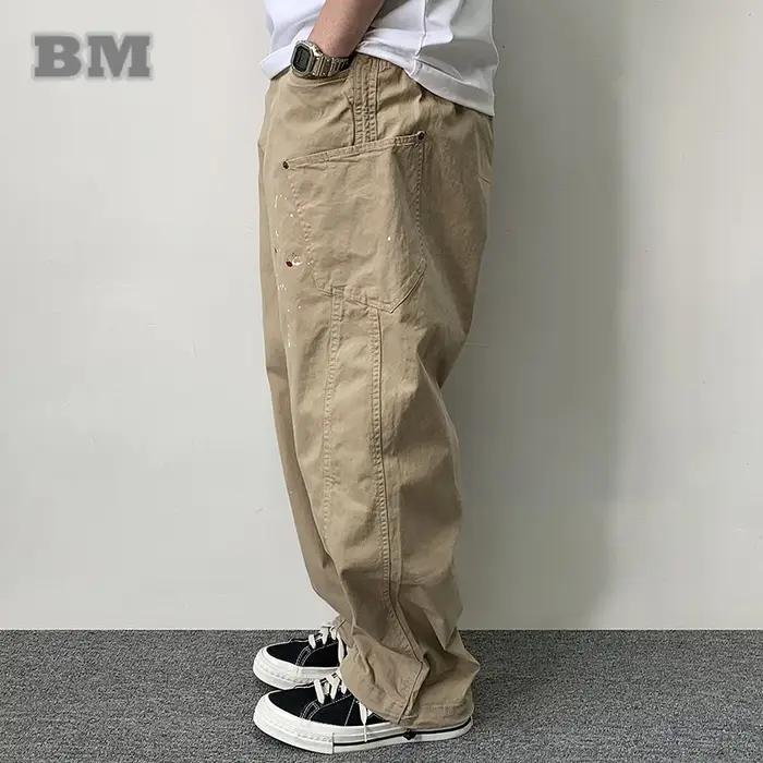 Pantalon cargo à pois pour hommes, streetwear japonais, pantalon baggy décontracté Harajuku, haute q