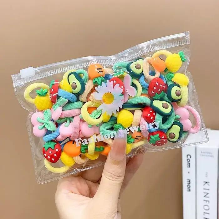 Bandes de cheveux élastiques en caoutchouc avec dessins animés mignons pour filles attaches de cheveux douces pour les enfants occasions spéciales et tous les jours