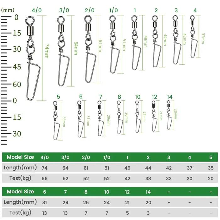 DNDYUJU 50pcs roulement de pêche émerillons anneau solide Interlock Snap pour hameçon leurre connect