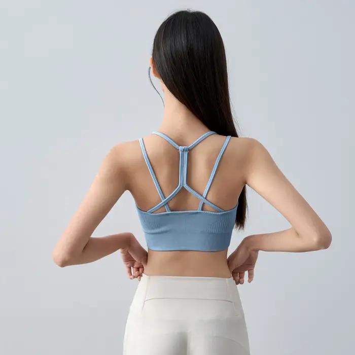Soutien-gorge de sport sans couture respirant pour femme, brassière de fitness push-up antichoc, con