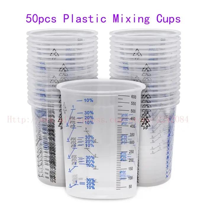 Pistolet de pulvérisation 600ml, tasses à mesurer jetables, 50 pièces, peinture plastique graduée tr