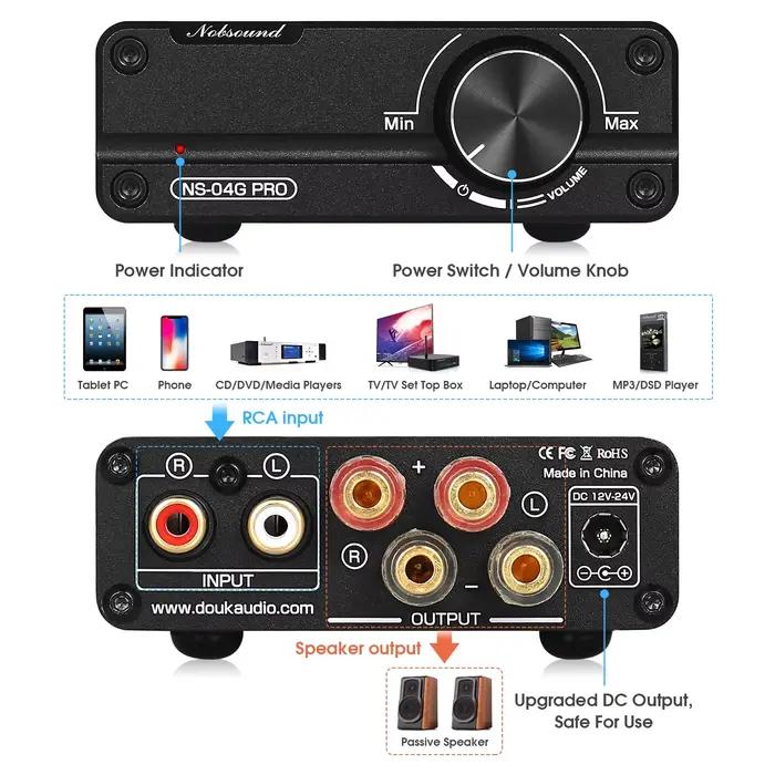 Douk Audio NS-04G PRO TPA3116 Amplificateur numérique de classe D Stéréo HiFi Amplificateur de puiss