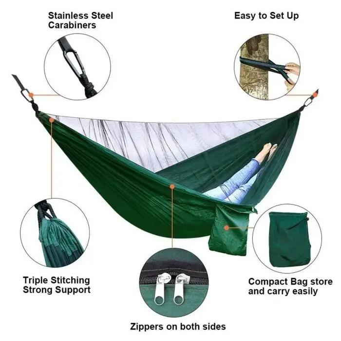 Hamac de Camping moustiquaire et auvent de hamac hamac en Nylon Portable sangles d'arbre de mouche d