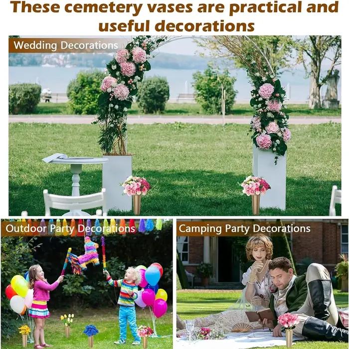 Vase de cimetière avec pointes, support de Vase à fleurs en plastique pour pierre tombale, cour, mar