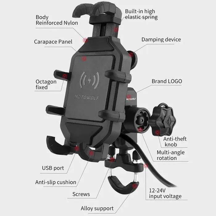 Support de téléphone de charge sans fil pour moto, berceau 3.0, chargeur rapide, GPS, support de tél