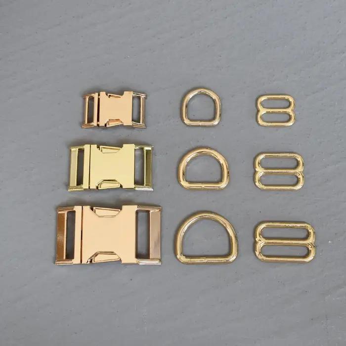 1 ensemble de 3 pièces de quincaillerie métallique pour sangle (15mm/20mm/25mm) : anneau en D, ajust