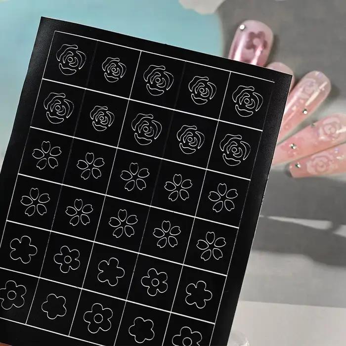 Autocollants pour ongles, pochoir d'aérographe, 24 modèles, 1 pièce, papillon/cœur/ligne française,