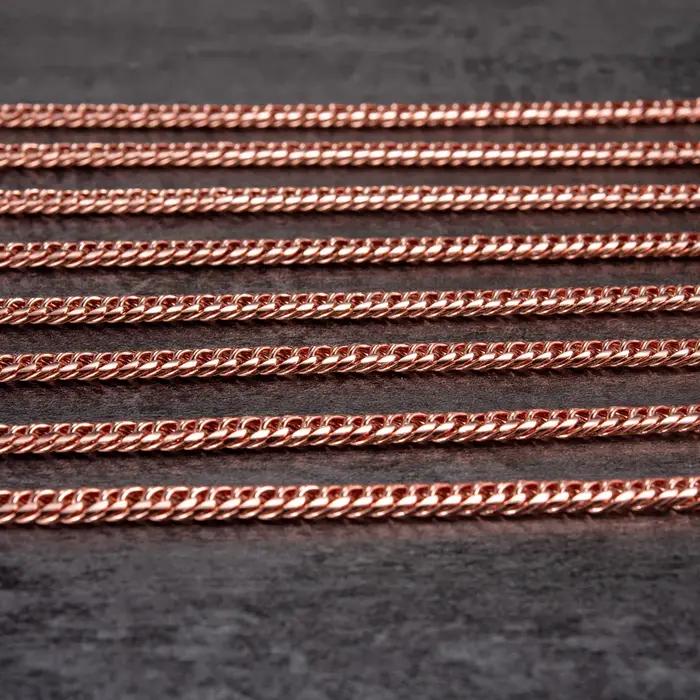 Bracelets en cuivre pur pour hommes et femmes, lien de chaîne cubaine réglable, fermoir à homard, 6m